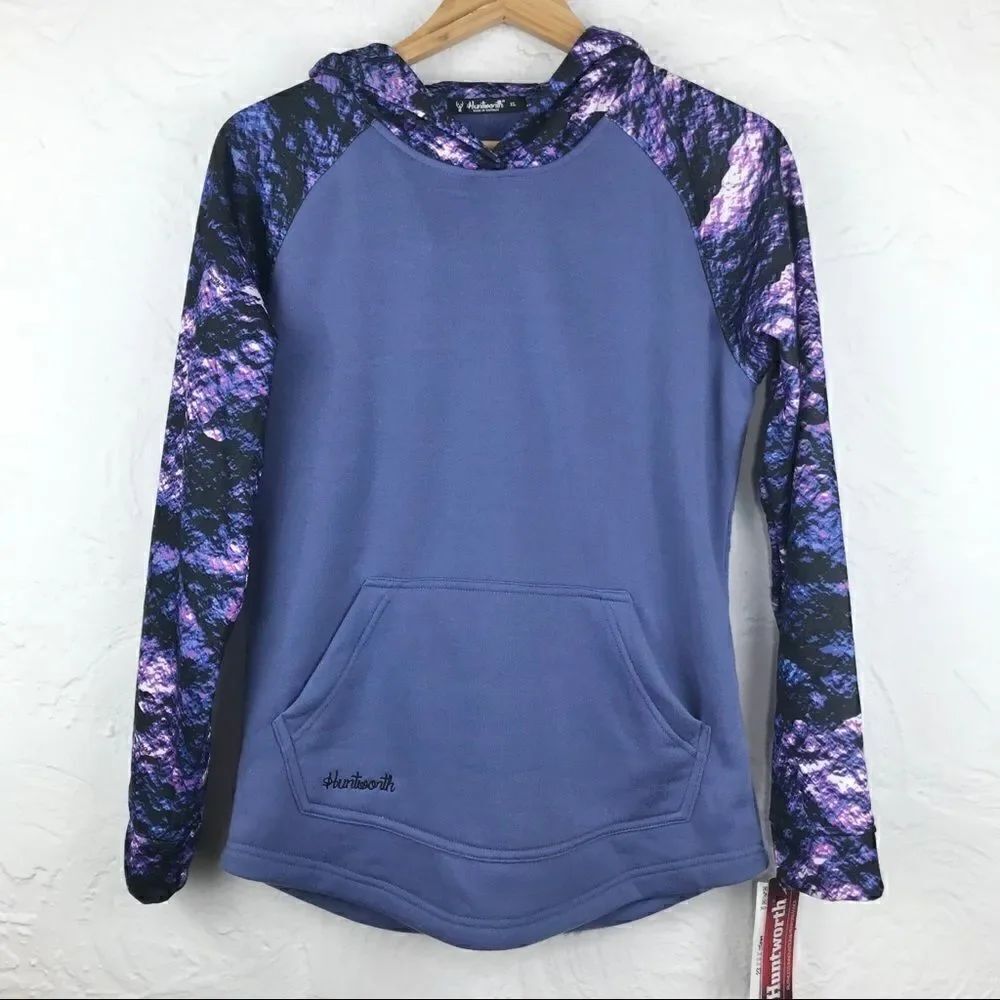 Huntworth Purple Camo Contrast Performance Hoodie NEW